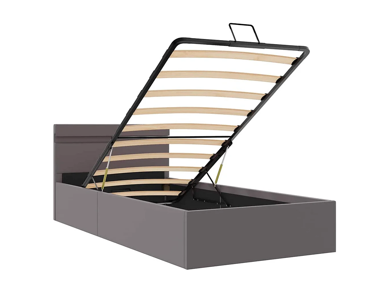 Lit simple | Lit adulte, enfant | Cadre de lit à rangement avec LED Gris Similicuir 90x200 cm