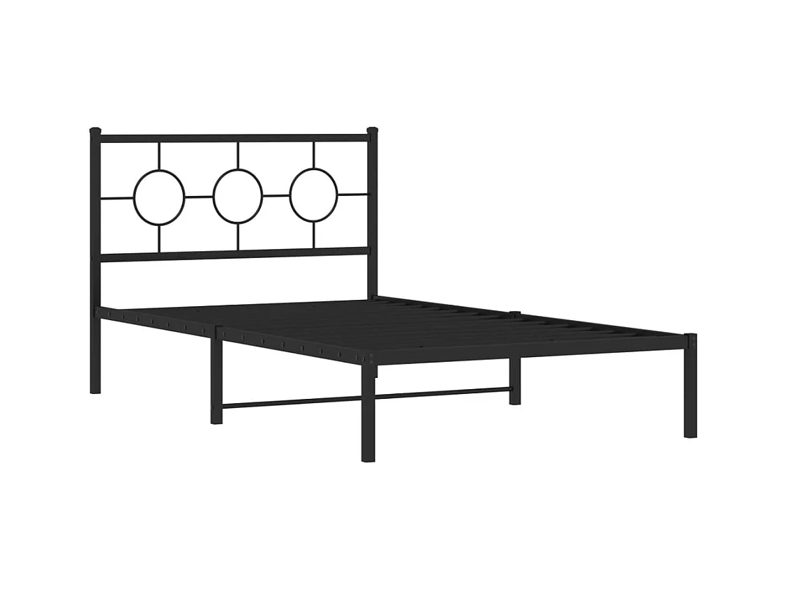 Lit simple | Lit adulte, enfant | Cadre de lit métal avec tête de lit noir 107x203cm