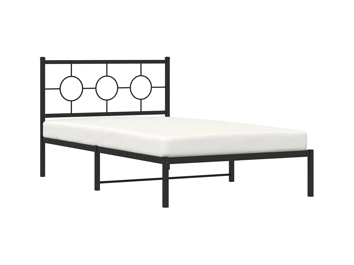 Lit simple | Lit adulte, enfant | Cadre de lit métal avec tête de lit noir 107x203cm