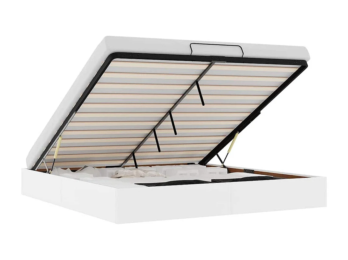 Lit double | Lit adulte | Cadre de lit ottoman blanc 160x200 cm similicuir