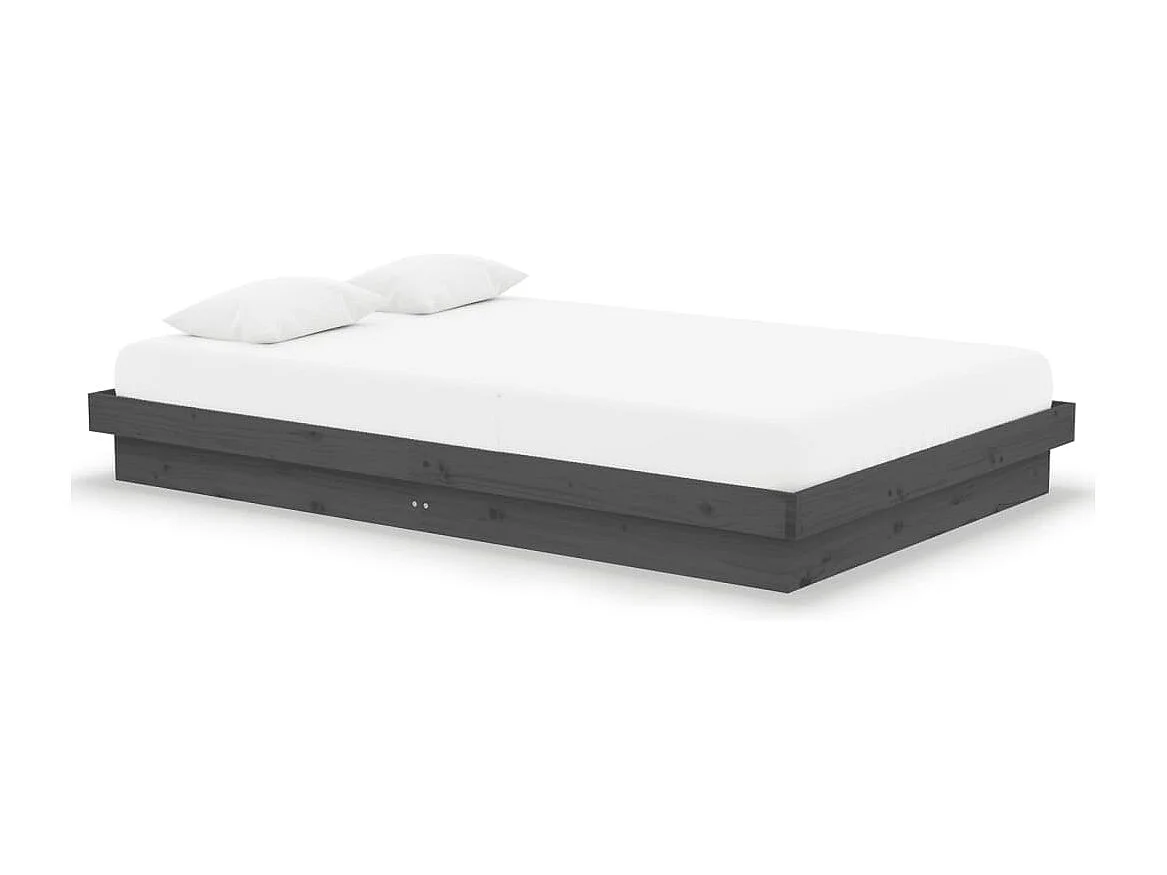 Lit simple | Lit adulte, enfant | Cadre de lit gris bois massif 120x190 cm