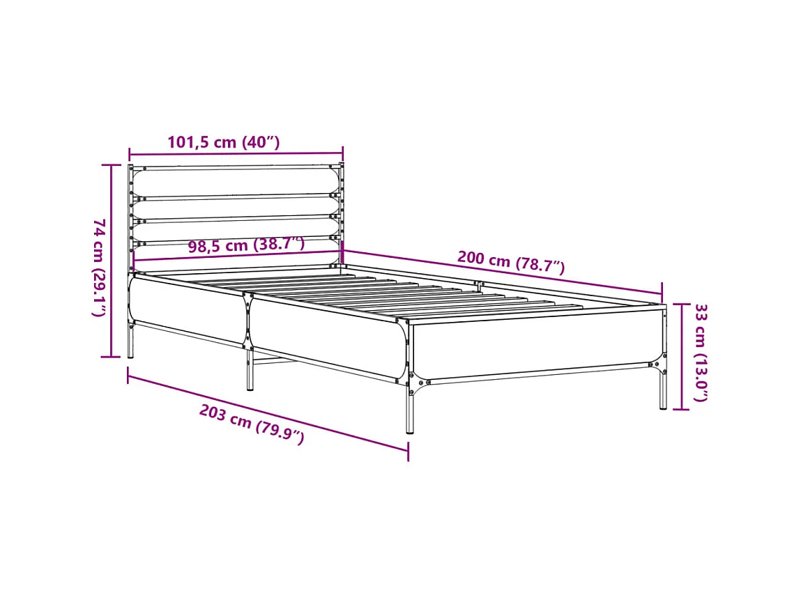 Lit simple | Lit adulte, enfant | Cadre de lit chêne sonoma 100x200 cm