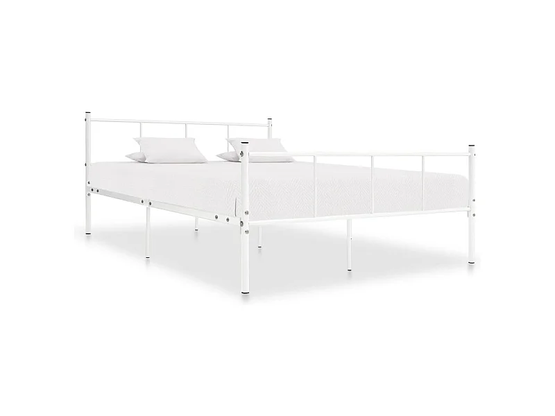 Lit simple | Lit adulte, enfant | Cadre de lit blanc métal 120x200 cm