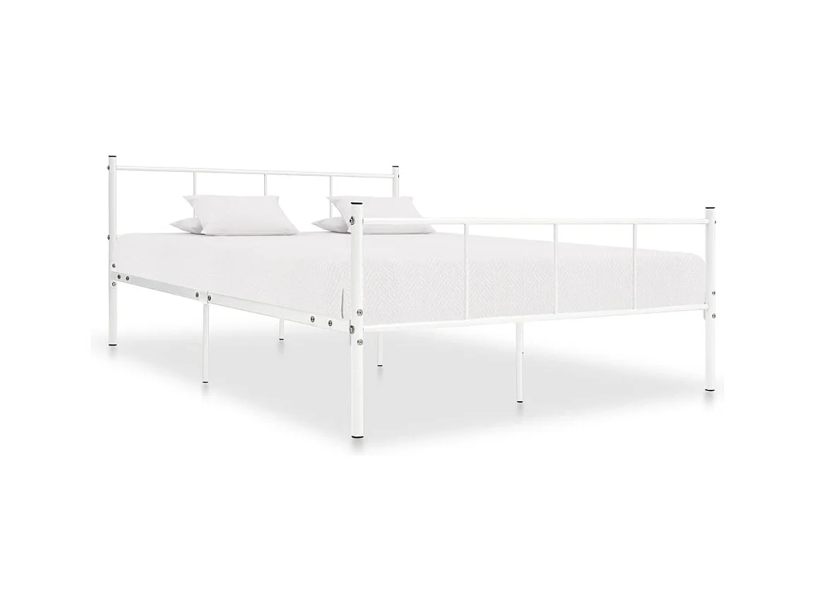 Lit simple | Lit adulte, enfant | Cadre de lit blanc métal 120x200 cm