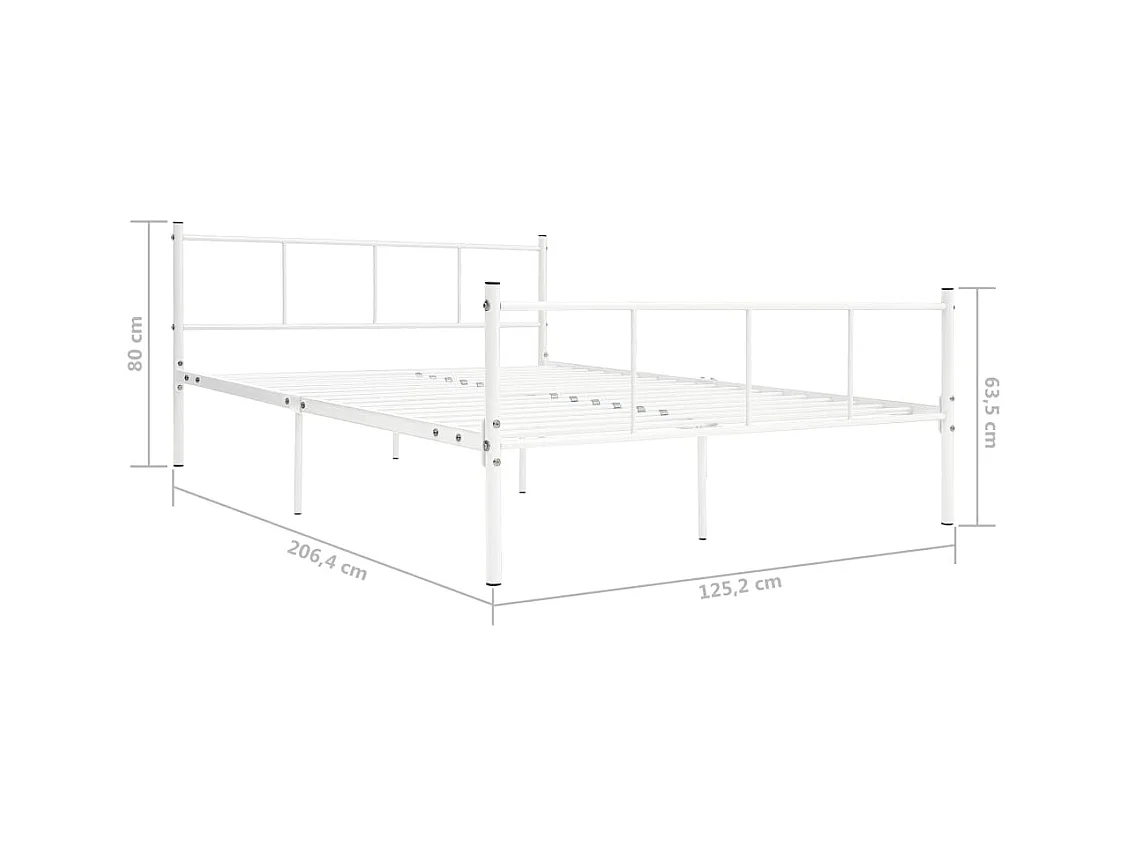 Lit simple | Lit adulte, enfant | Cadre de lit blanc métal 120x200 cm