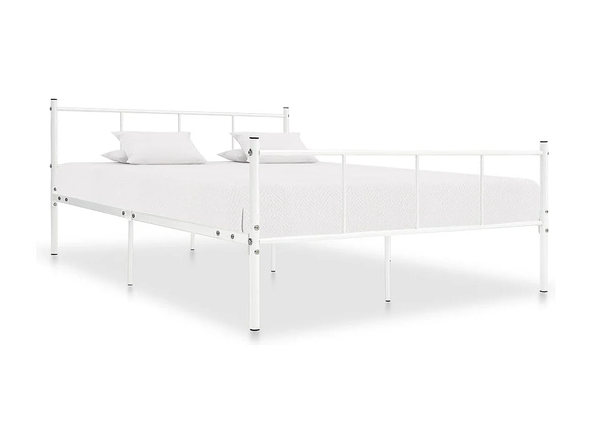 Lit simple | Lit adulte, enfant | Cadre de lit blanc métal 120x200 cm