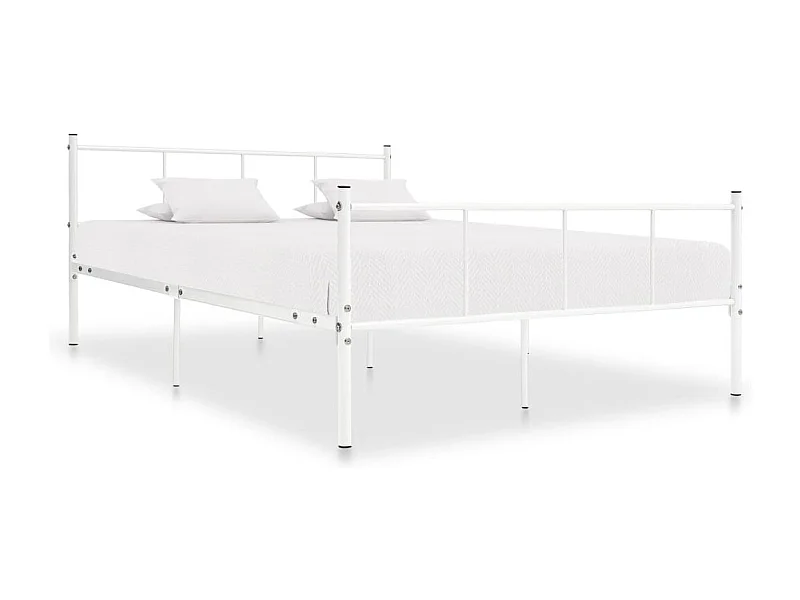 Lit simple | Lit adulte, enfant | Cadre de lit blanc métal 120x200 cm