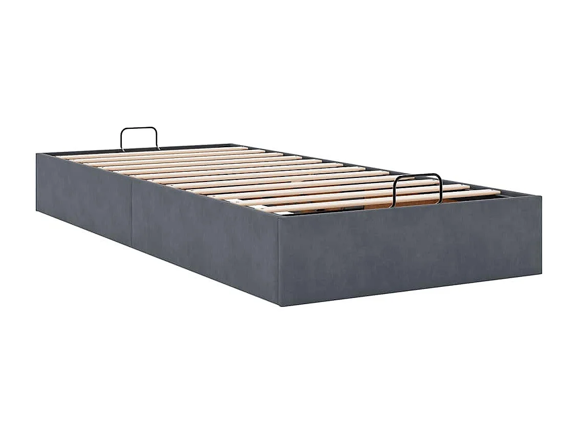 Lit simple | Lit adulte, enfant | Cadre de lit ottoman gris foncé 100x200 cm velours