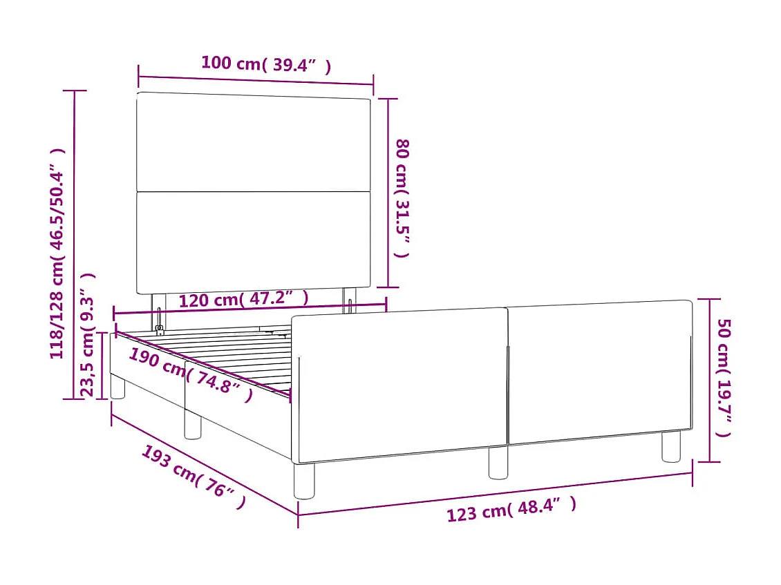 Lit simple | Lit adulte, enfant | Cadre de lit cappuccino 120x190 cm similicuir
