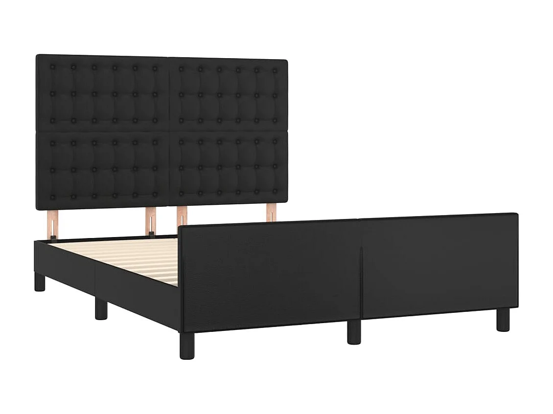 Lit double | Lit adulte | Cadre de lit noir 140x190 cm similicuir