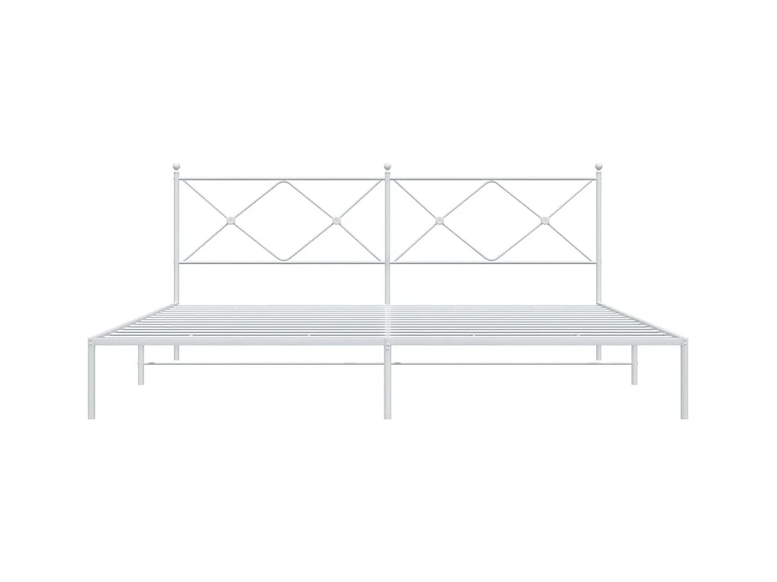 Lit double | Lit adulte | Cadre de lit métal et tête de lit blanc 193x203 cm