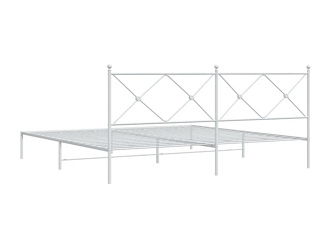 Lit double | Lit adulte | Cadre de lit métal et tête de lit blanc 193x203 cm