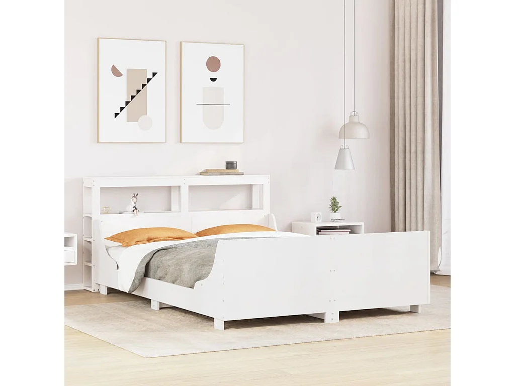 Lit simple | Lit adulte, enfant | Cadre de lit blanc 120x200 cm bois de pin massif