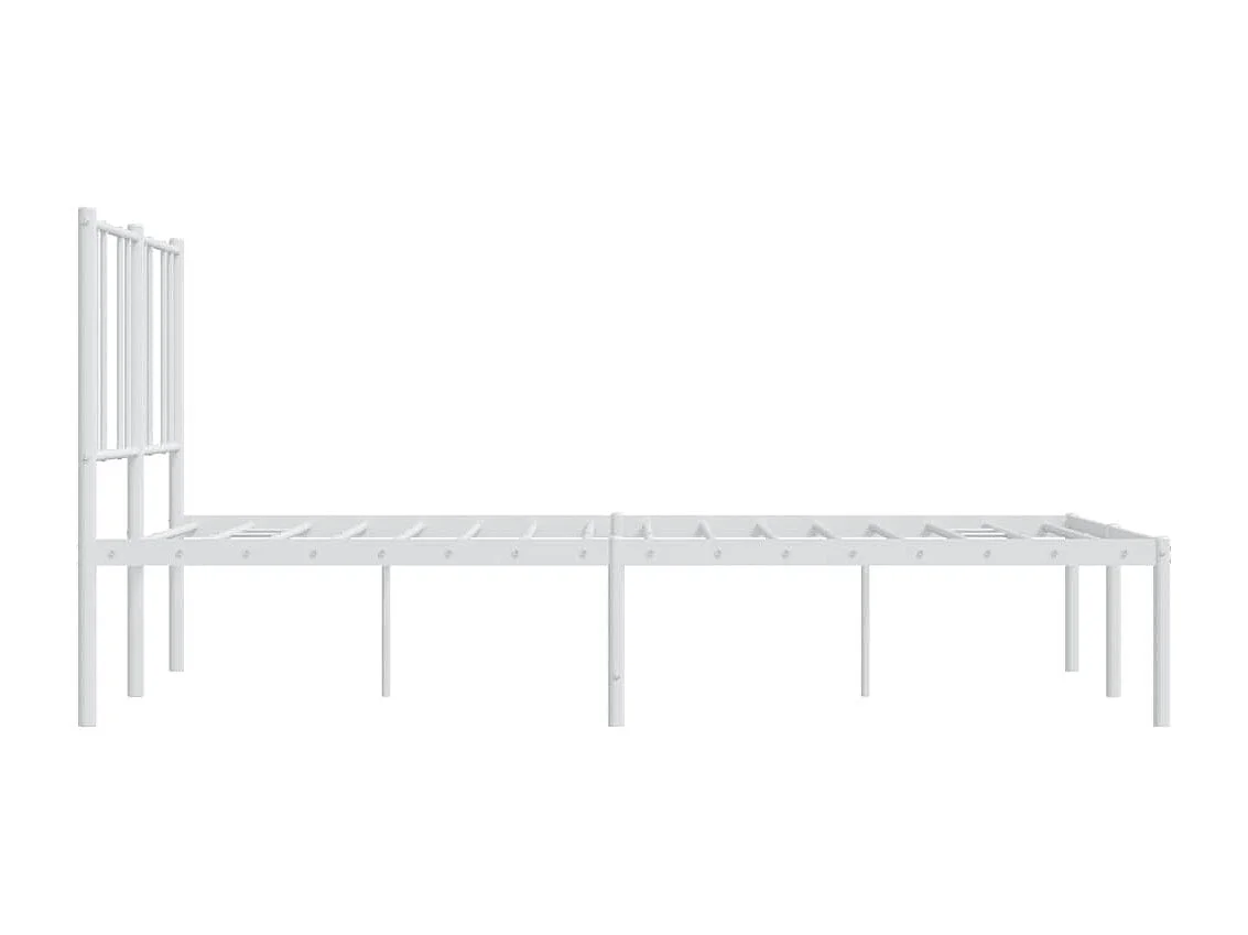 Lit double | Lit adulte | Cadre de lit métal et tête de lit blanc 160x200 cm
