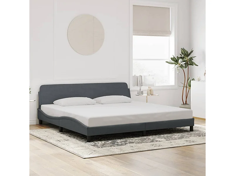 Lit double | Lit adulte | Cadre de lit gris foncé 200x200 cm velours