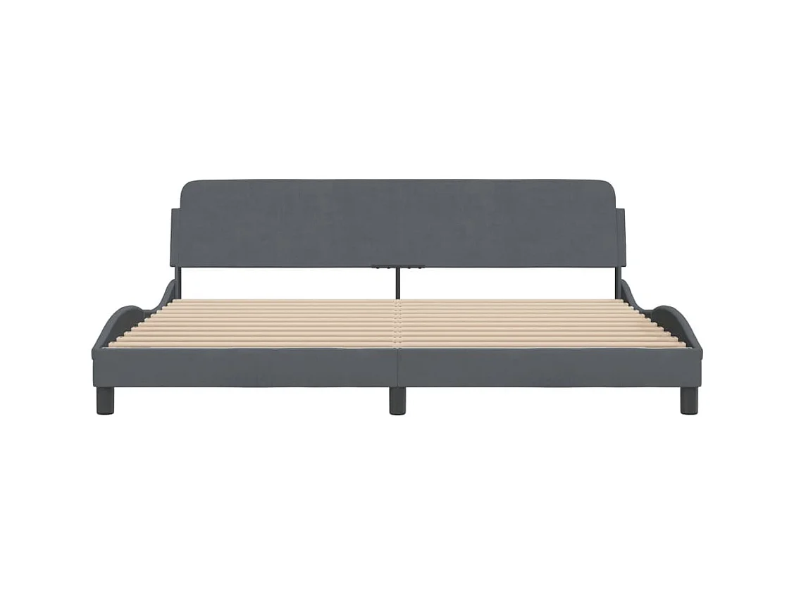Lit double | Lit adulte | Cadre de lit gris foncé 200x200 cm velours