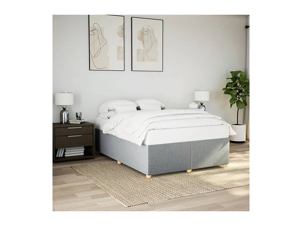Lit double | Lit adulte | Cadre de lit gris clair 140x200 cm tissu