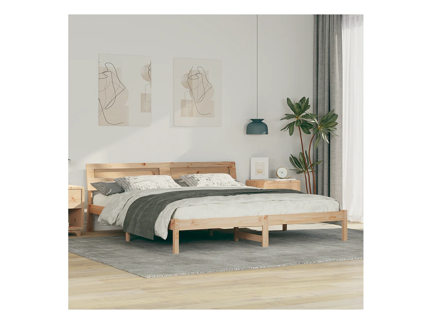 Lit double | Lit adulte | Cadre de lit Marron 180x200 cm Bois massif en pin