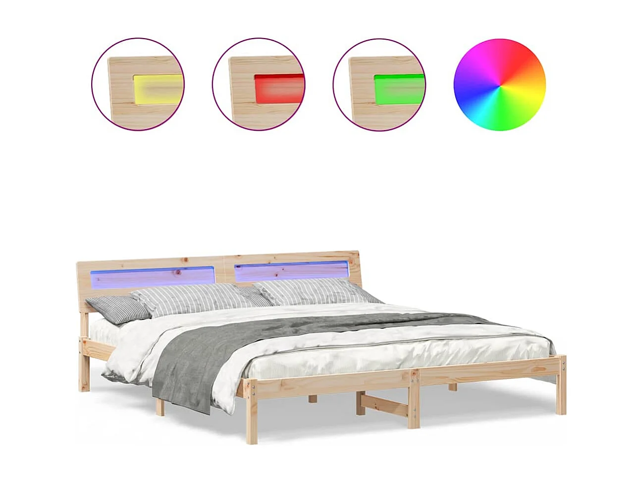 Lit double | Lit adulte | Cadre de lit Marron 180x200 cm Bois massif en pin