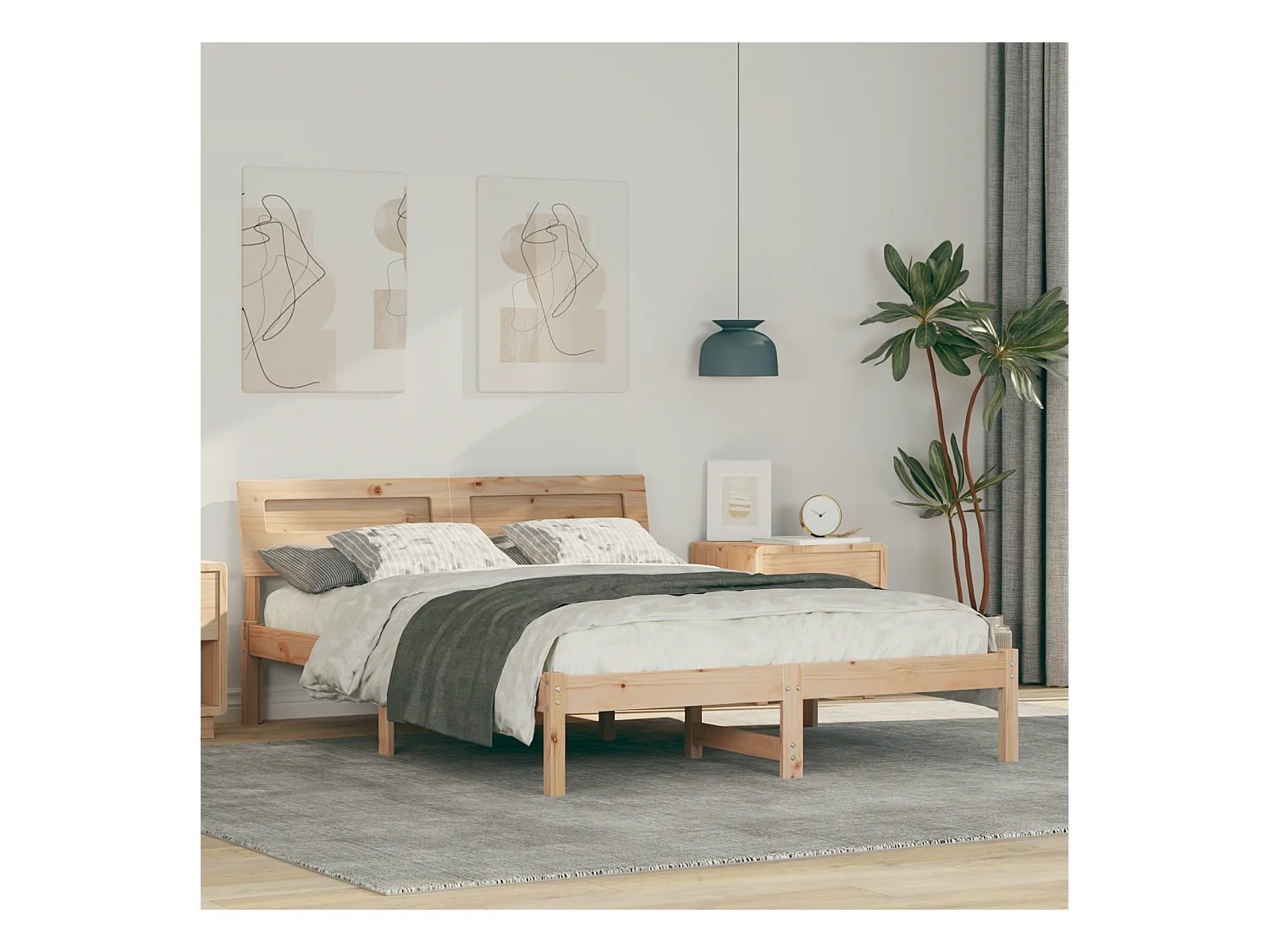 Lit double | Lit adulte | Cadre de lit Marron 135x190 cm Bois massif en pin