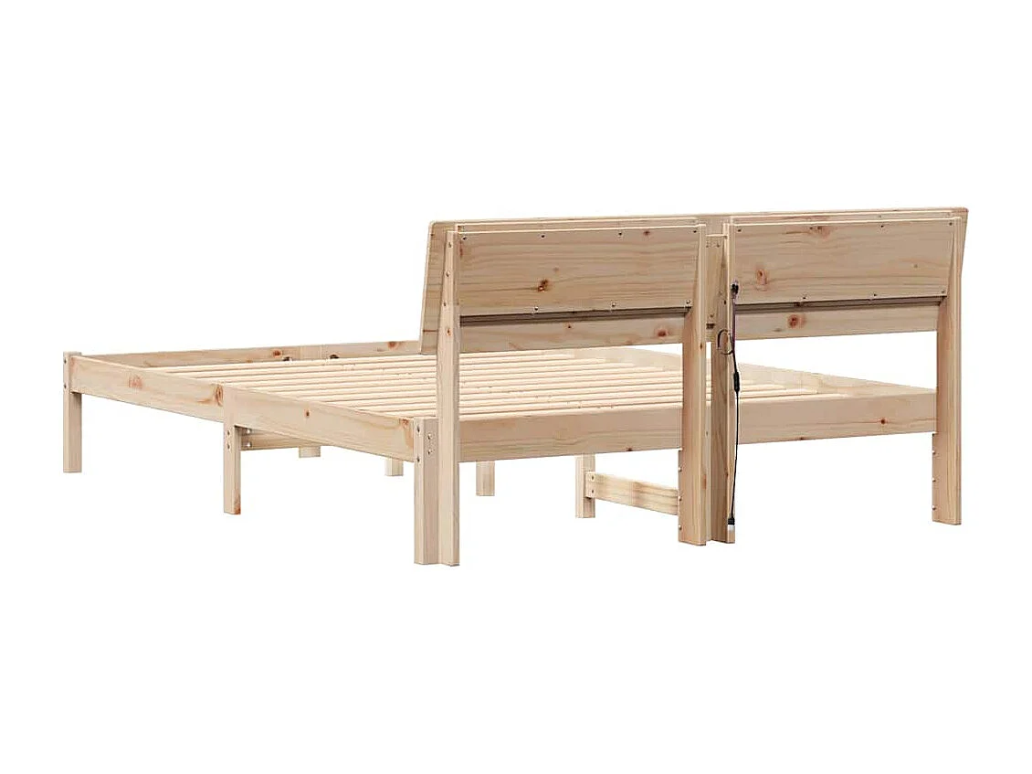 Lit double | Lit adulte | Cadre de lit Marron 135x190 cm Bois massif en pin