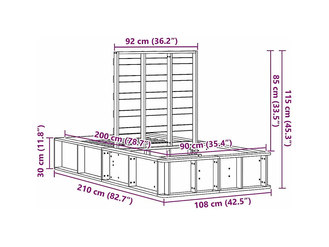 Lit simple | Lit adulte, enfant | Cadre de lit avec stockage Blanc 90x200 cm Bois composite