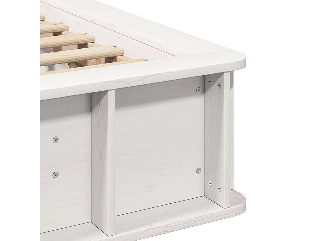 Lit simple | Lit adulte, enfant | Cadre de lit avec stockage Blanc 90x200 cm Bois composite