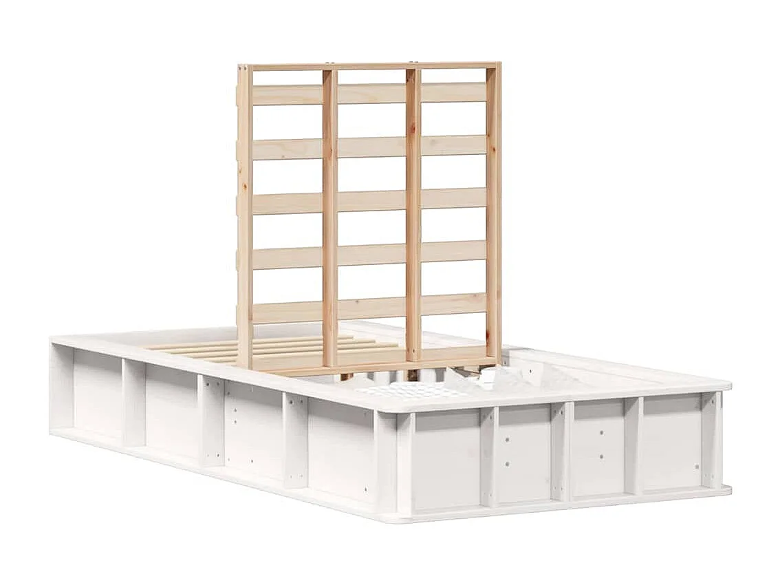 Lit simple | Lit adulte, enfant | Cadre de lit avec stockage Blanc 90x200 cm Bois composite