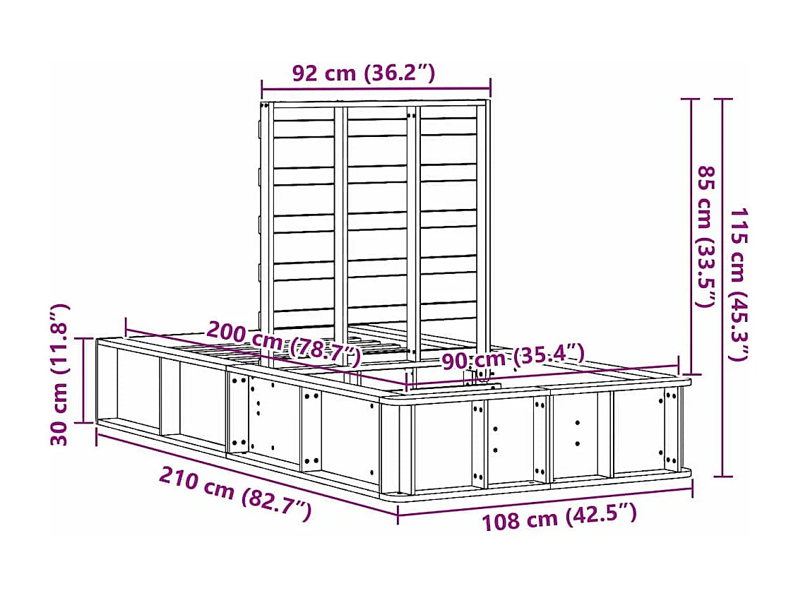 Lit simple | Lit adulte, enfant | Cadre de lit avec stockage Blanc 90x200 cm Bois composite