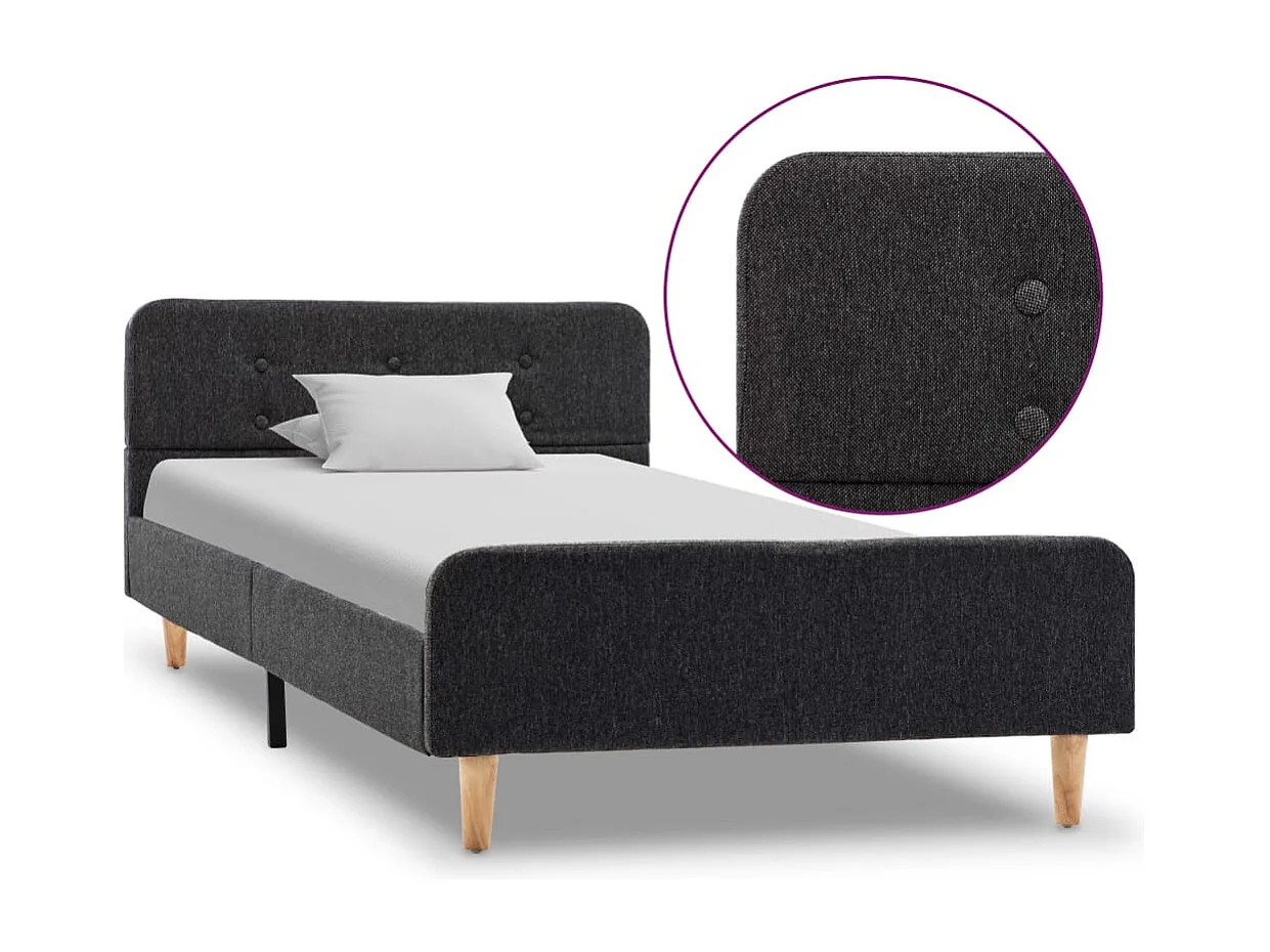 Lit simple | Lit adulte, enfant | Cadre de lit Gris foncé Jute 100x200 cm