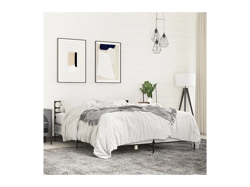 Lit double | Lit adulte | Cadre de lit sonoma gris 160x200 cm