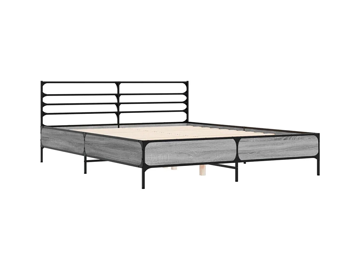 Lit double | Lit adulte | Cadre de lit sonoma gris 160x200 cm