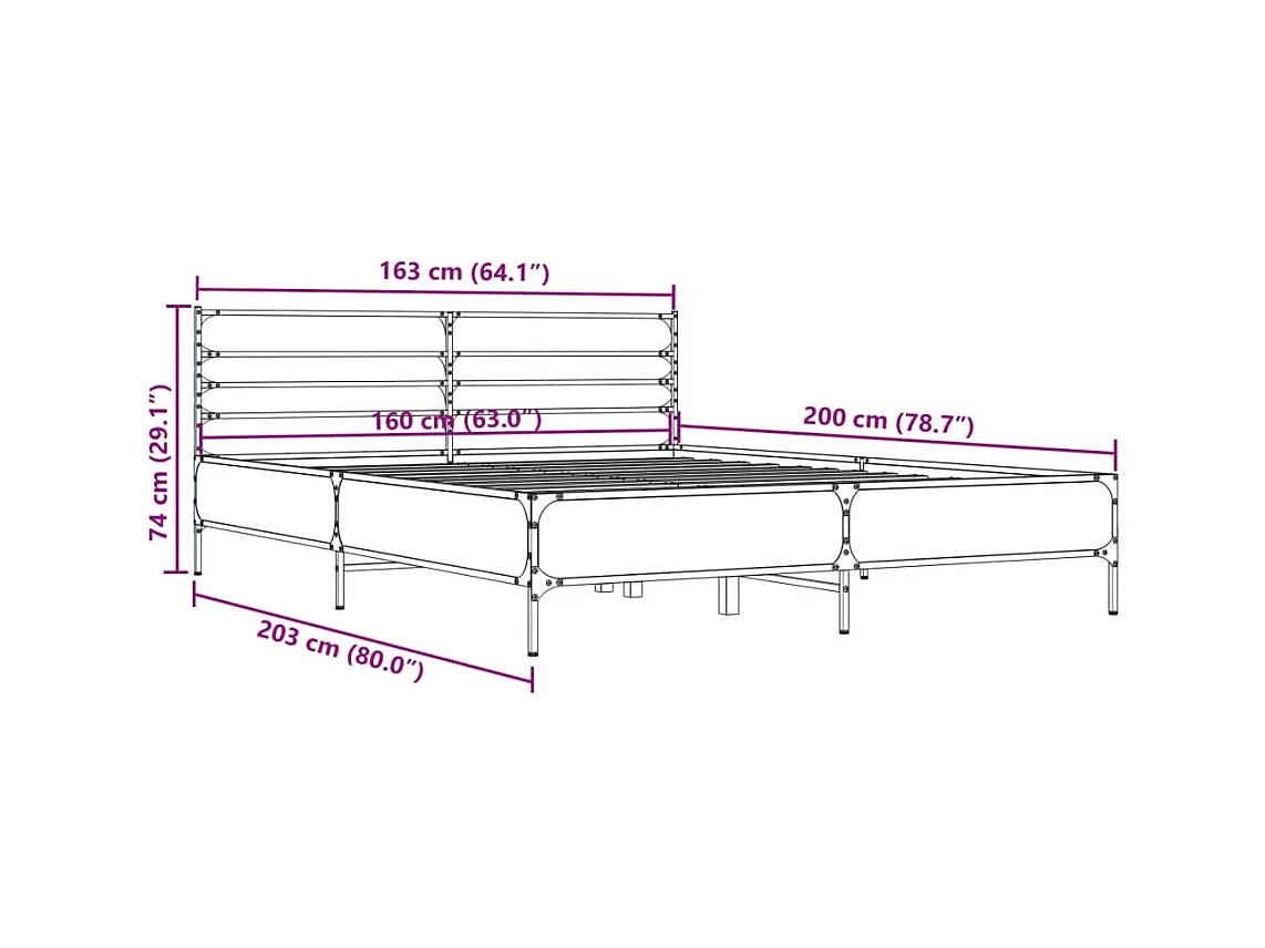 Lit double | Lit adulte | Cadre de lit sonoma gris 160x200 cm