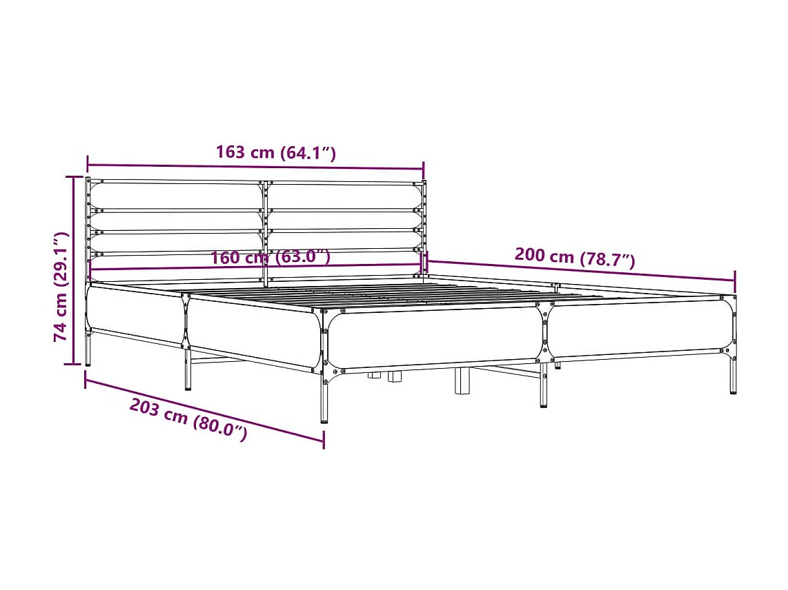 Lit double | Lit adulte | Cadre de lit sonoma gris 160x200 cm