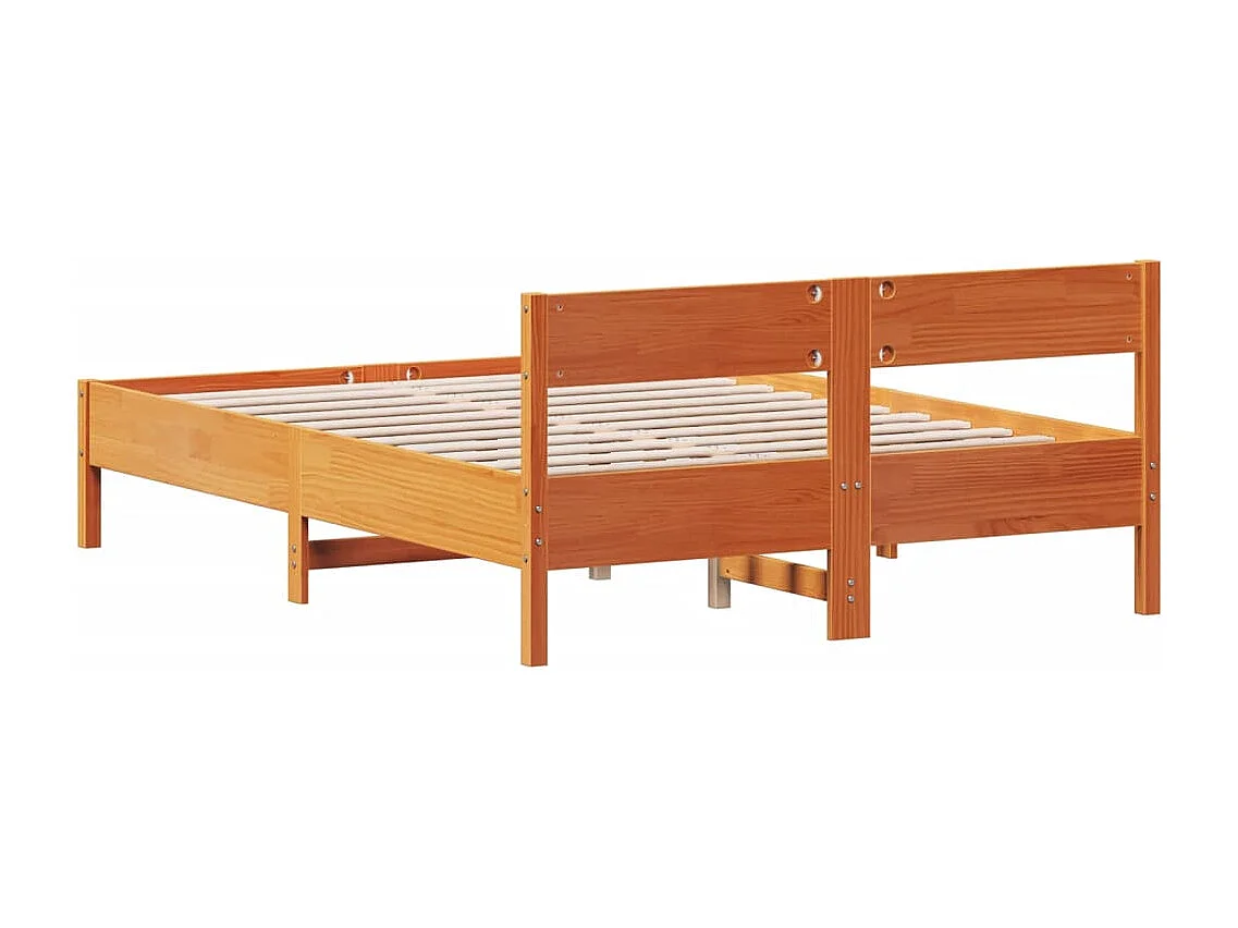 Lit double | Lit adulte | Cadre de lit cire marron 135x190cm bois pin massif