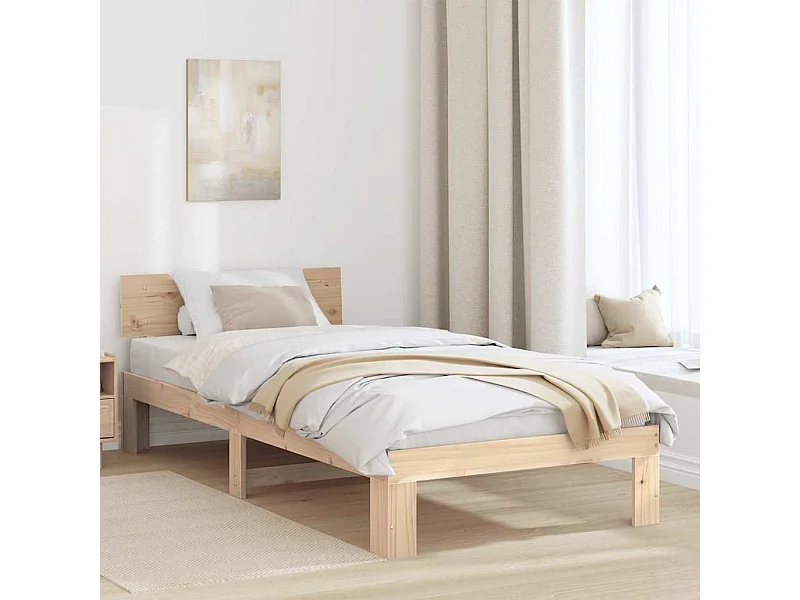 Lit simple | Lit adulte, enfant | Cadre de lit Marron 90x200 cm Bois de pin massif