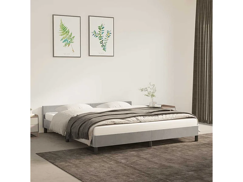 Lit double | Lit adulte | Cadre de lit gris clair 180x200 cm velours