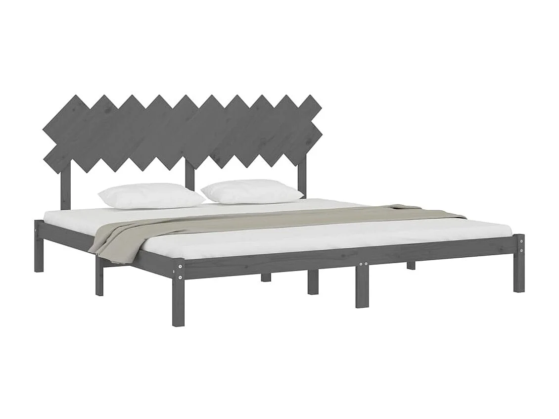 Lit double | Lit adulte | Cadre de lit gris 200x200 cm bois massif