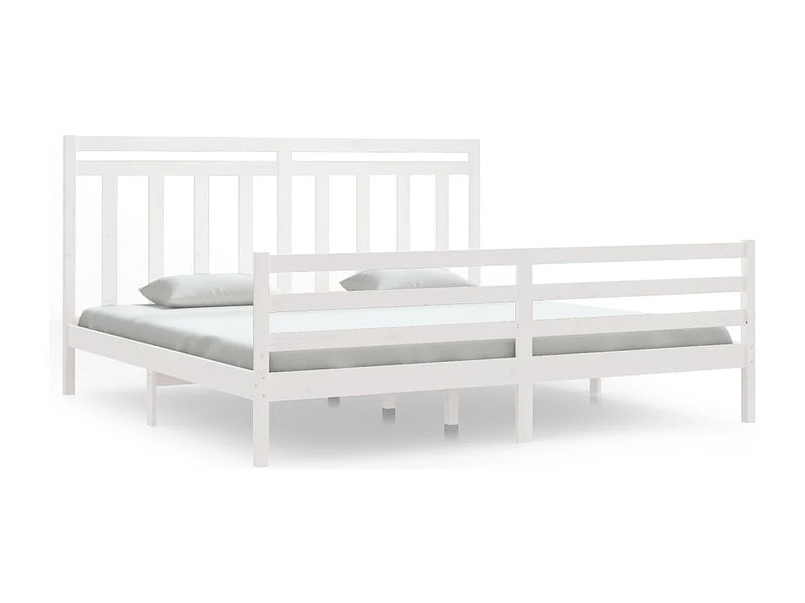 Lit double | Lit adulte | Cadre de lit blanc 200x200 cm bois massif