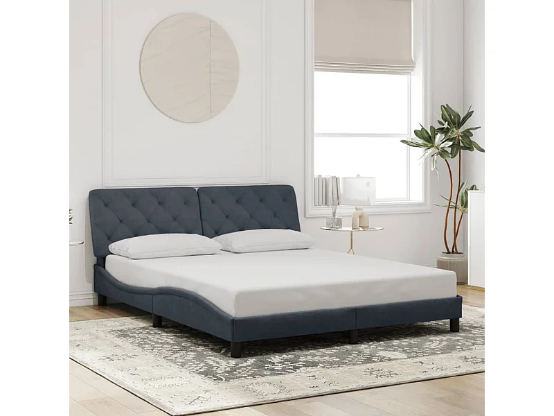 Lit double | Lit adulte | Cadre de lit gris foncé 160x200 cm velours