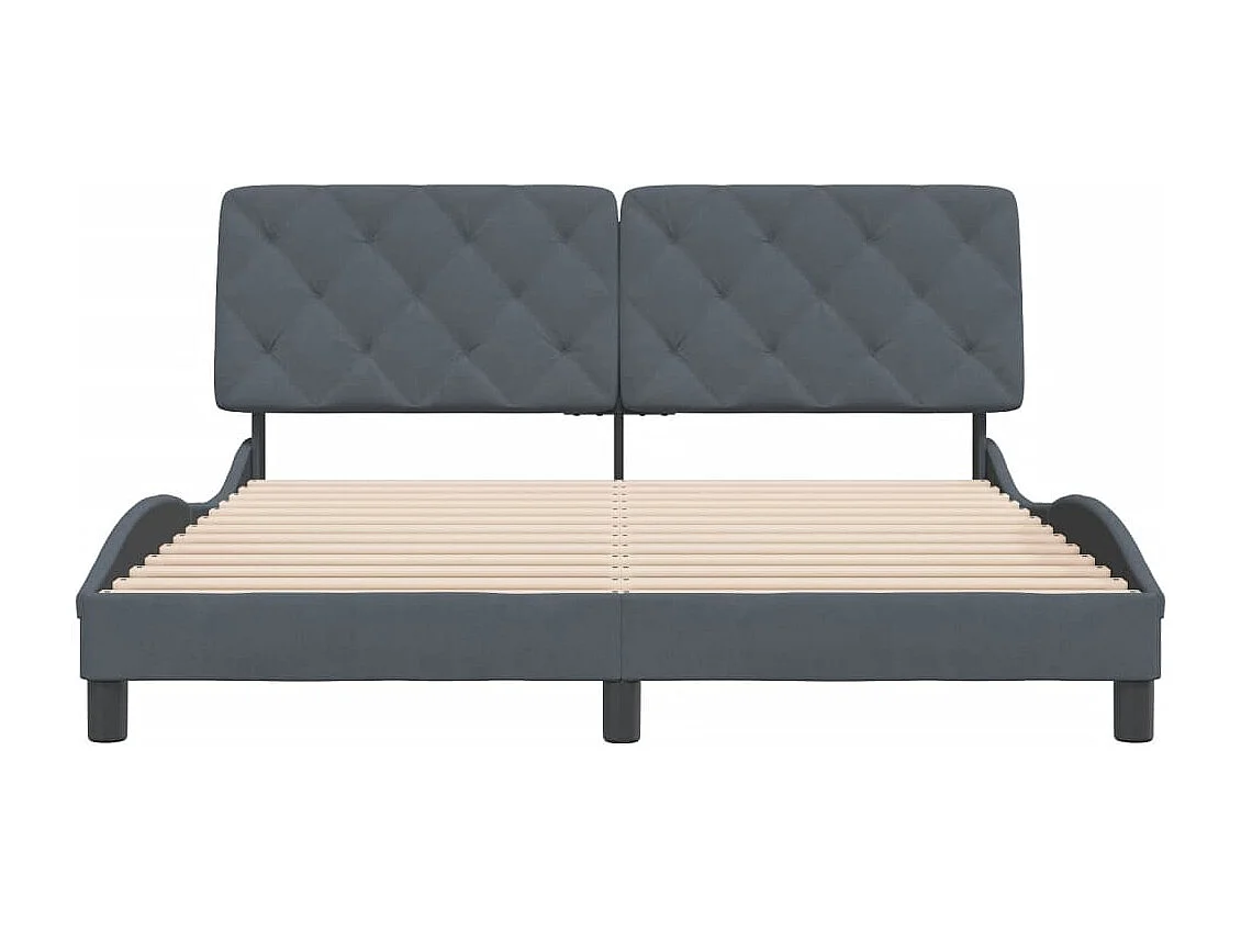 Lit double | Lit adulte | Cadre de lit gris foncé 160x200 cm velours