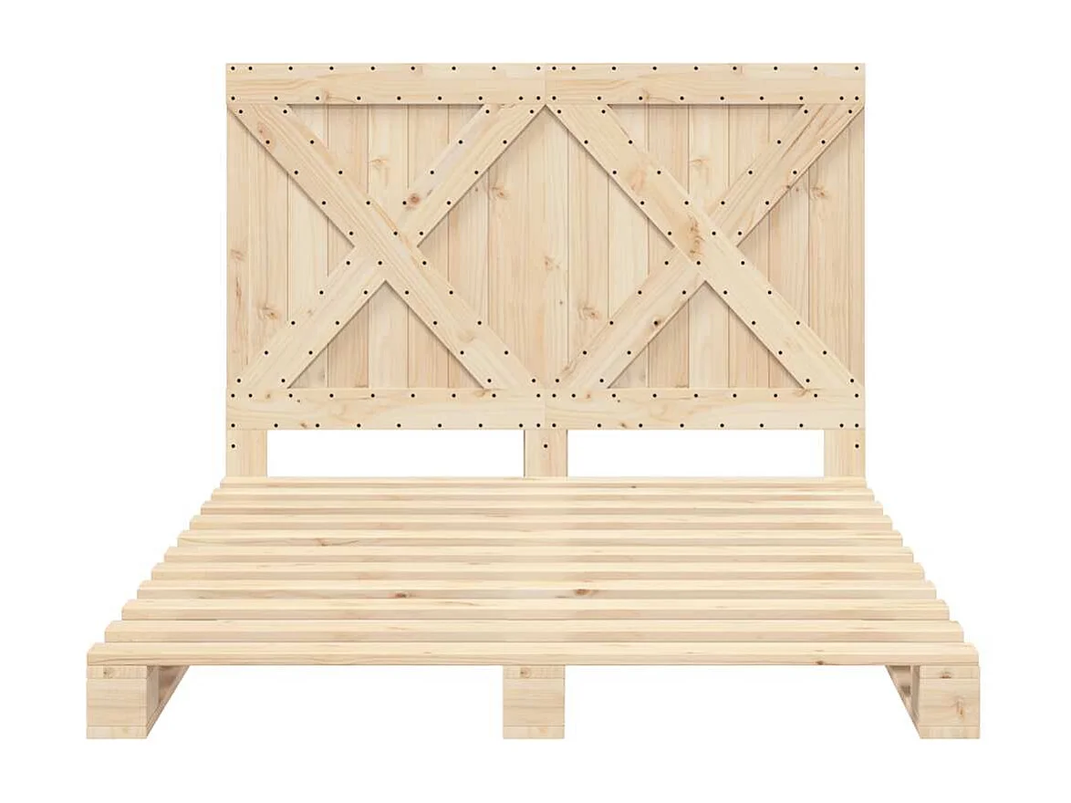 Lit double | Lit adulte | Cadre de lit avec tête de lit bois massif 140x200 cm