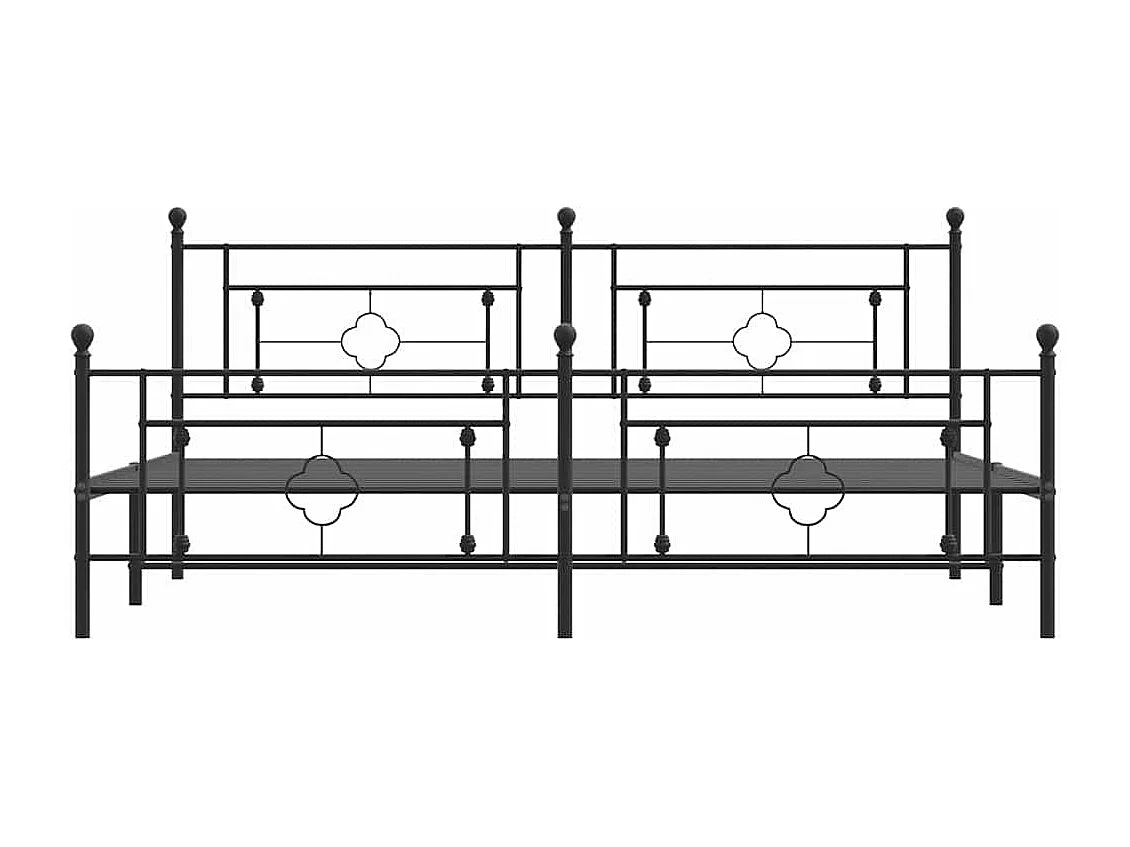 Lit double | Lit adulte | Cadre de lit métal avec pied de lit noir 193x203cm