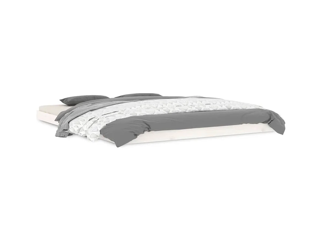 Lit double | Lit adulte | Cadre de lit blanc 160x200 cm bois de pin massif