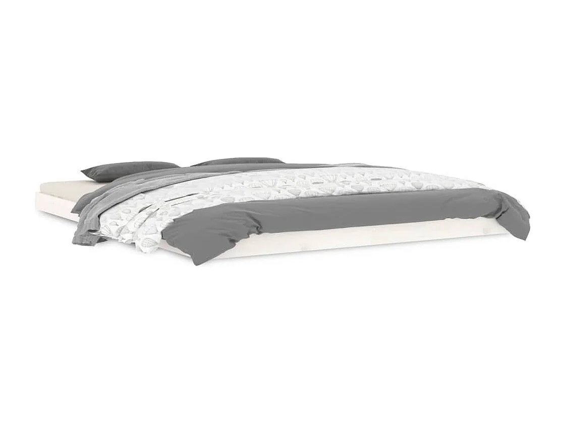 Lit double | Lit adulte | Cadre de lit blanc 160x200 cm bois de pin massif