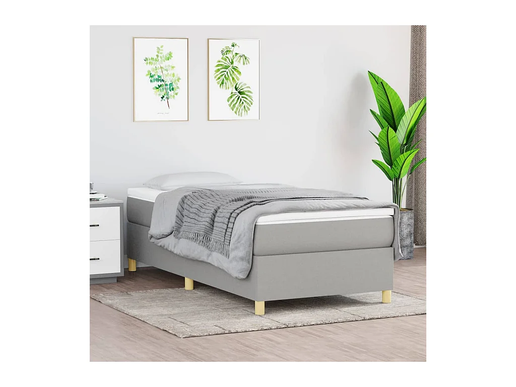 Lit simple | Lit adulte, enfant | Cadre de lit gris clair 100x200 cm tissu