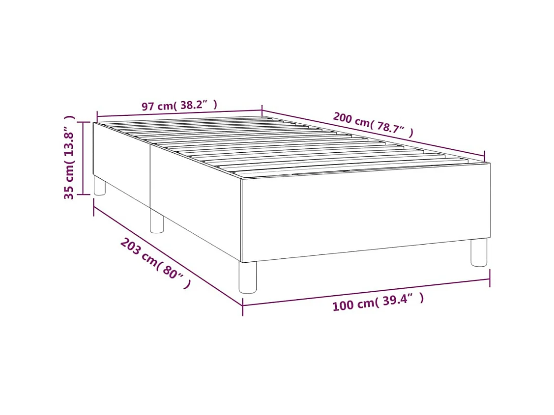Lit simple | Lit adulte, enfant | Cadre de lit gris clair 100x200 cm tissu