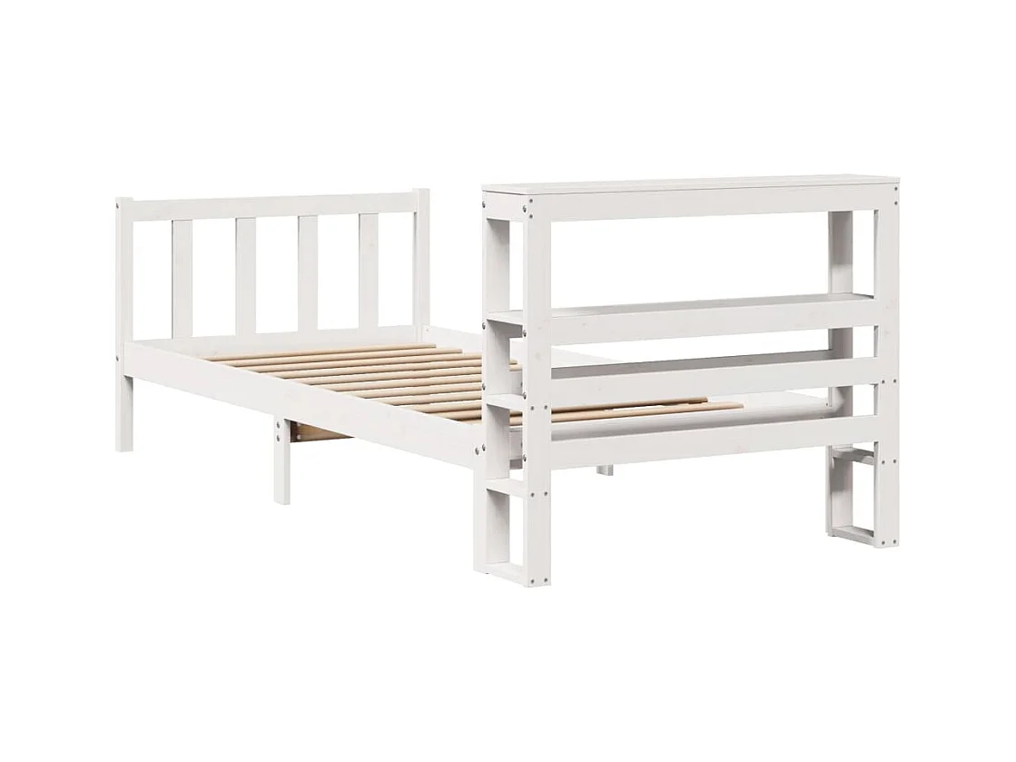 Lit simple | Lit adulte, enfant | Cadre de lit blanc 90x200 cm bois de pin massif