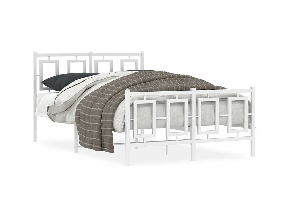 Lit simple | Lit adulte, enfant | Cadre de lit métal et pied de lit blanc 120x200 cm