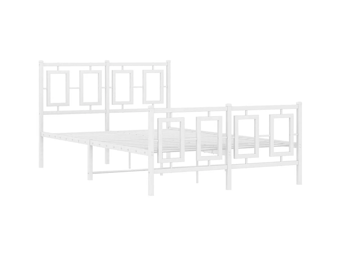 Lit simple | Lit adulte, enfant | Cadre de lit métal et pied de lit blanc 120x200 cm